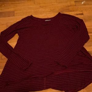 Girls Maroon and Black Striped long sleeve shirt